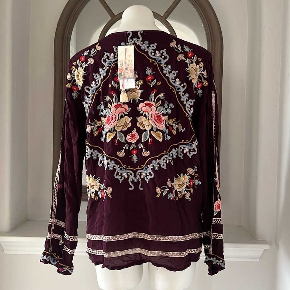 Johnny Was Carmen Button-Up Blouse in Jam, NWT, Size L - Picture 7 of 16